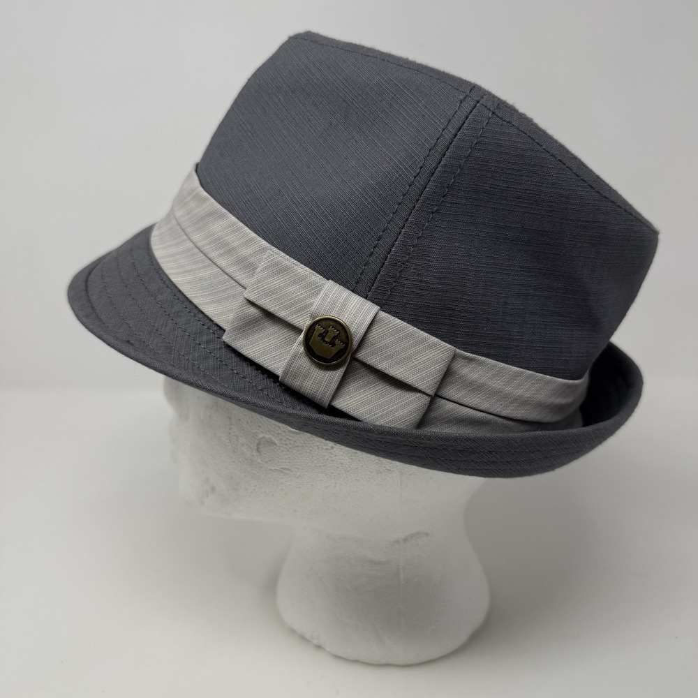 Goorin Bros Multi Blend Grey Fedora Hat Classic Band Size S Pin Striped Lining